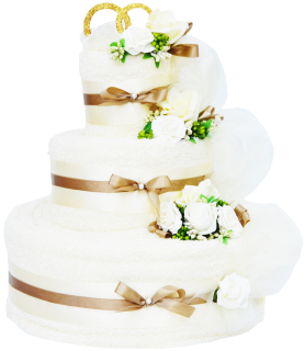 Elegantný a praktický darček - torta z uterákov na svadbu či výročie